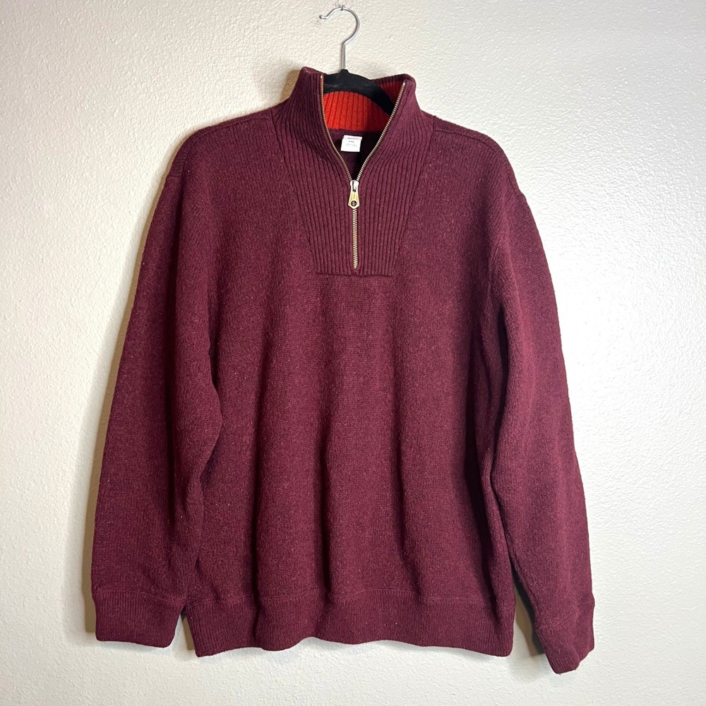 Gap Quarter Zip Sweater Mens XXL Lambswool Blend Preppy Dark Academia Heritage